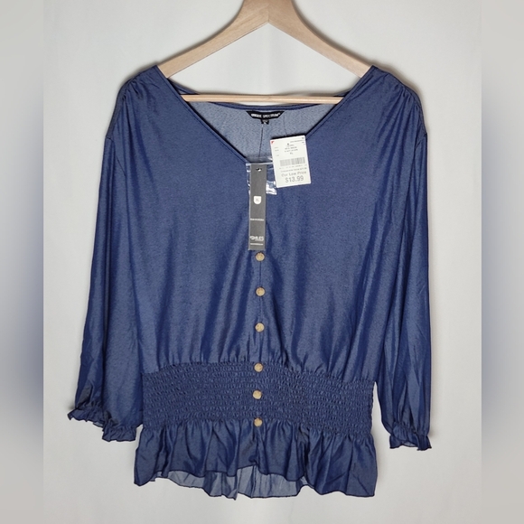 Navy Blouse Unique Spectrum XL Lightweight - Picture 1 of 7